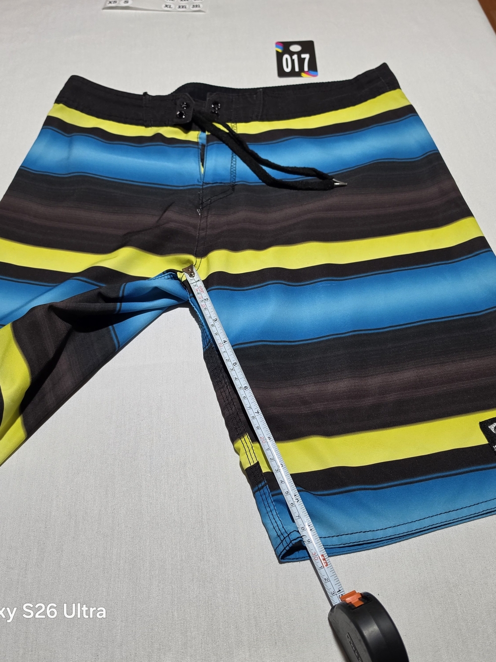 Islandhaze Men's Blue, Yellow & Black Striped Board Shorts